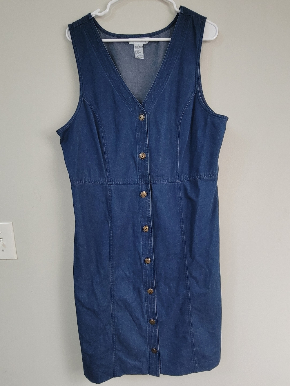 Talbots Denim Button Up Dress Women's Size 16 Modest Western Country Minimalist
